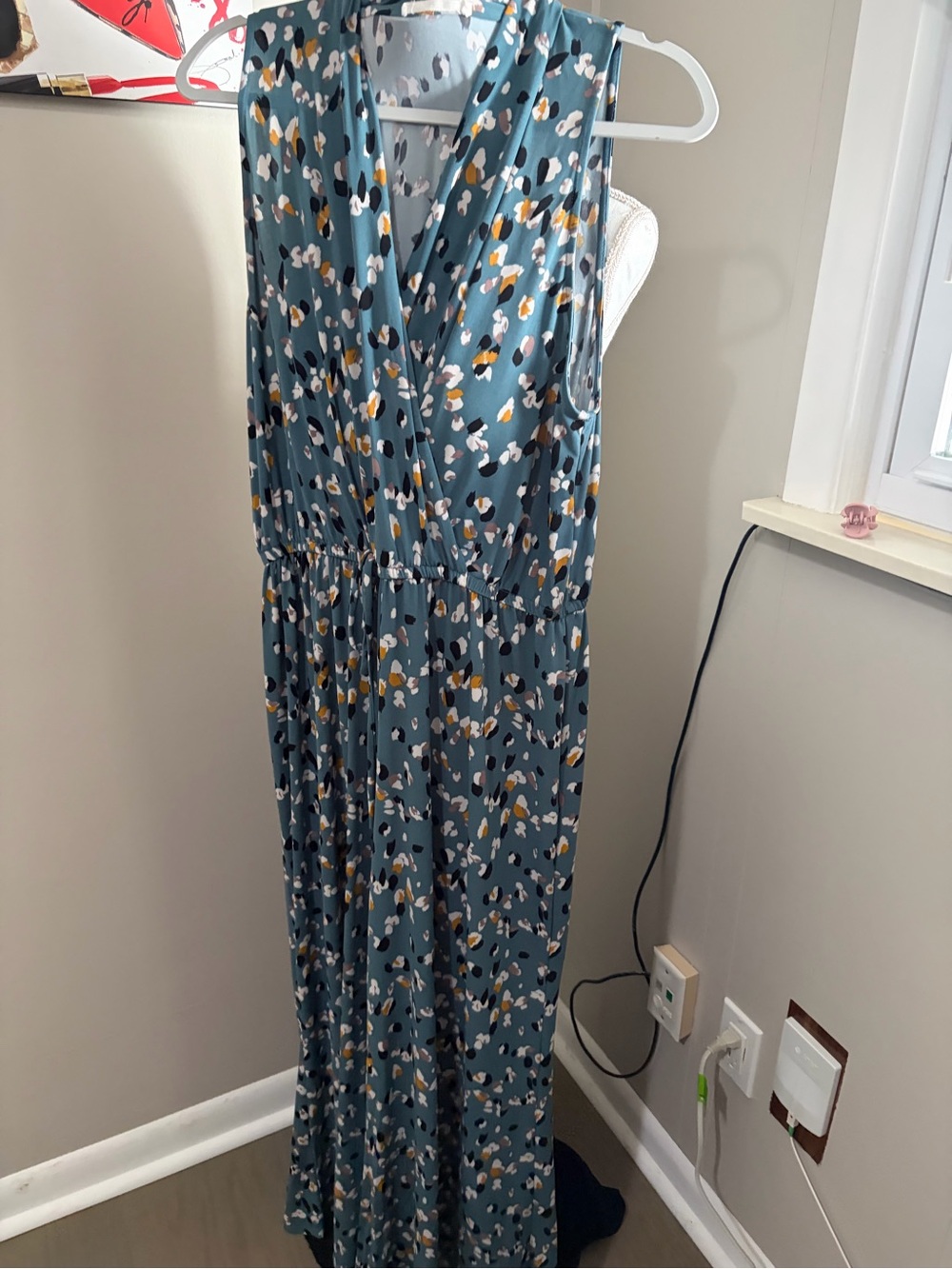 Blue Floral Print Sleeveless jumpsuit